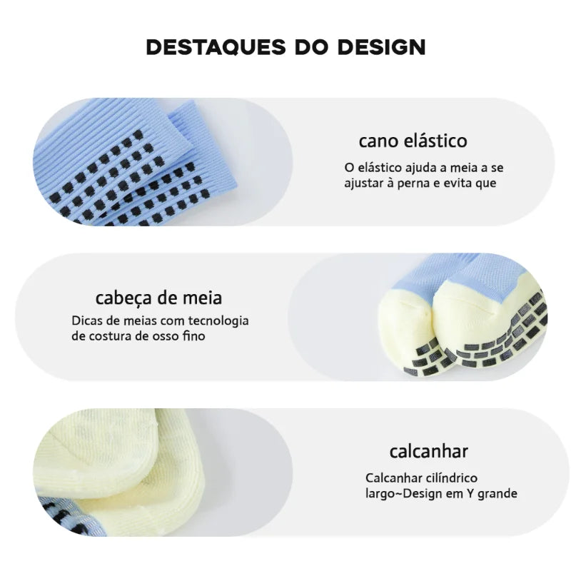 3 Pares Meias Antiderrapantes